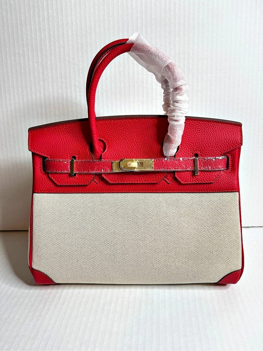 100% Genuine Togo Leather Custom Designer Shoulder bag (Red)